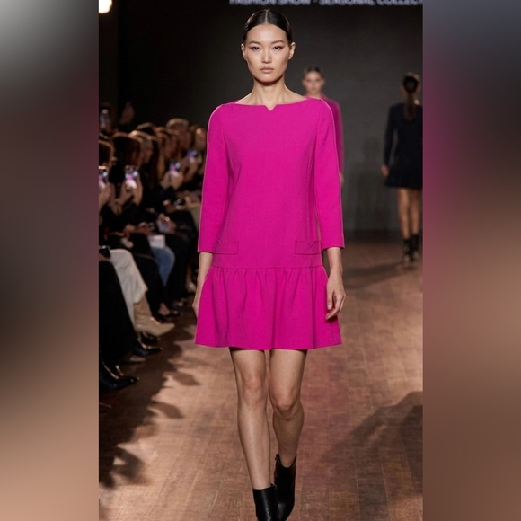 Victoria Beckham Dresses & Skirts - Victoria Beckham for Target hot pink drop waist dress with 3/4 sleeves size S
